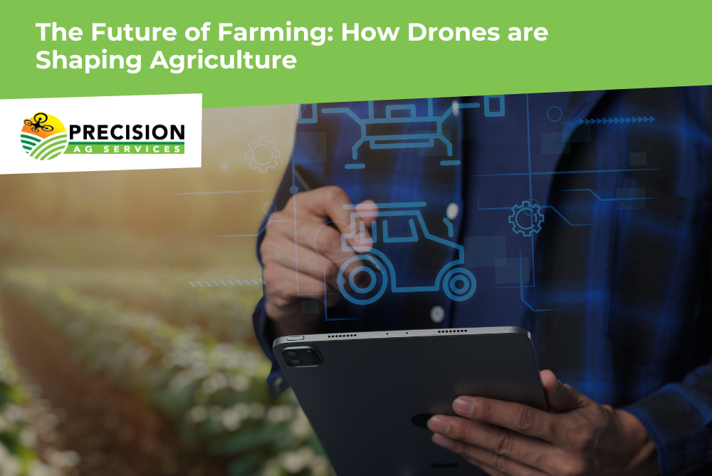 Agricultural drone spraying crops on a farm, showcasing the future of precision farming